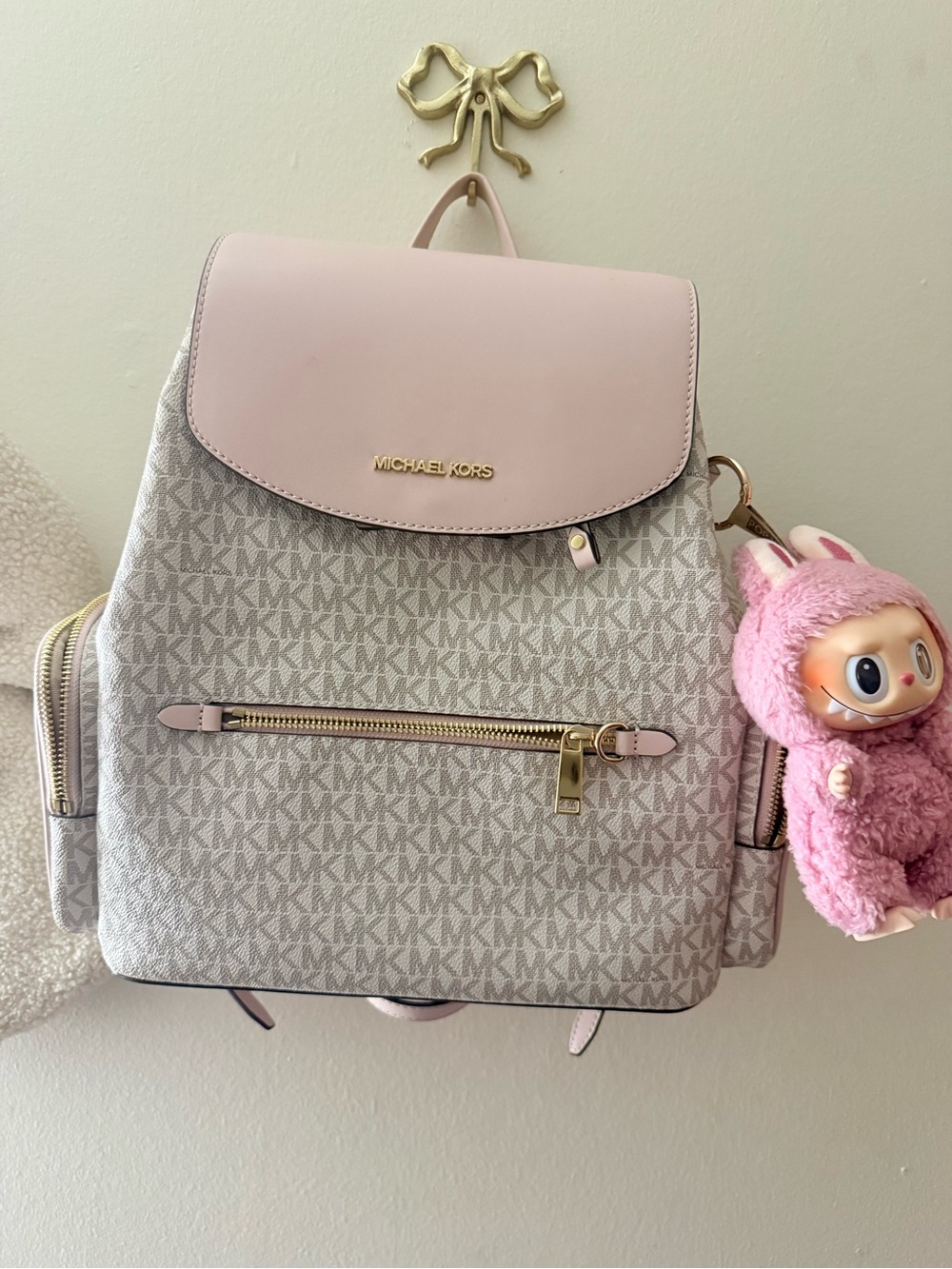 Michael Kors Blush Pink Monogram Backpack